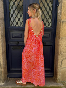 Robe longue orange Maryse