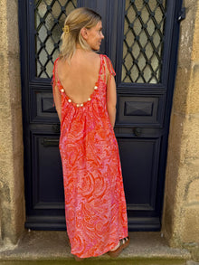 Robe longue orange Maryse