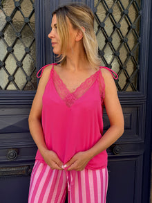 Top fuchsia dentelle Odile