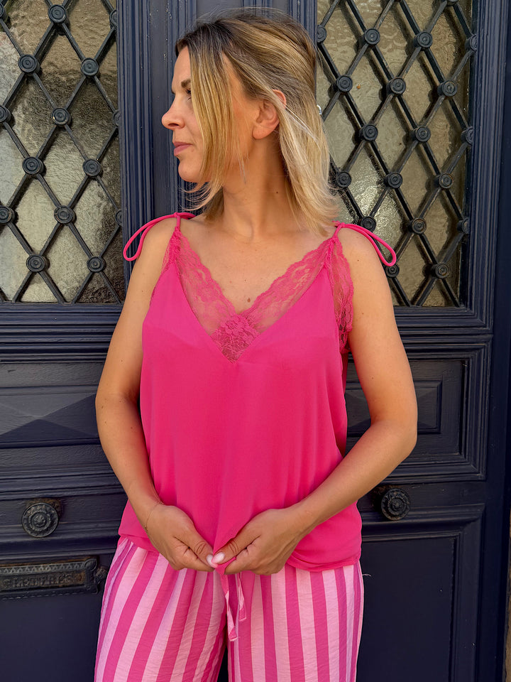 Top fuchsia dentelle Odile