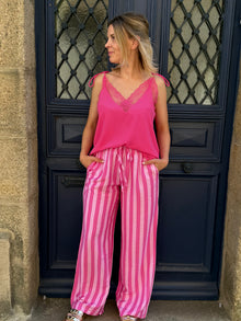 Top fuchsia dentelle Odile