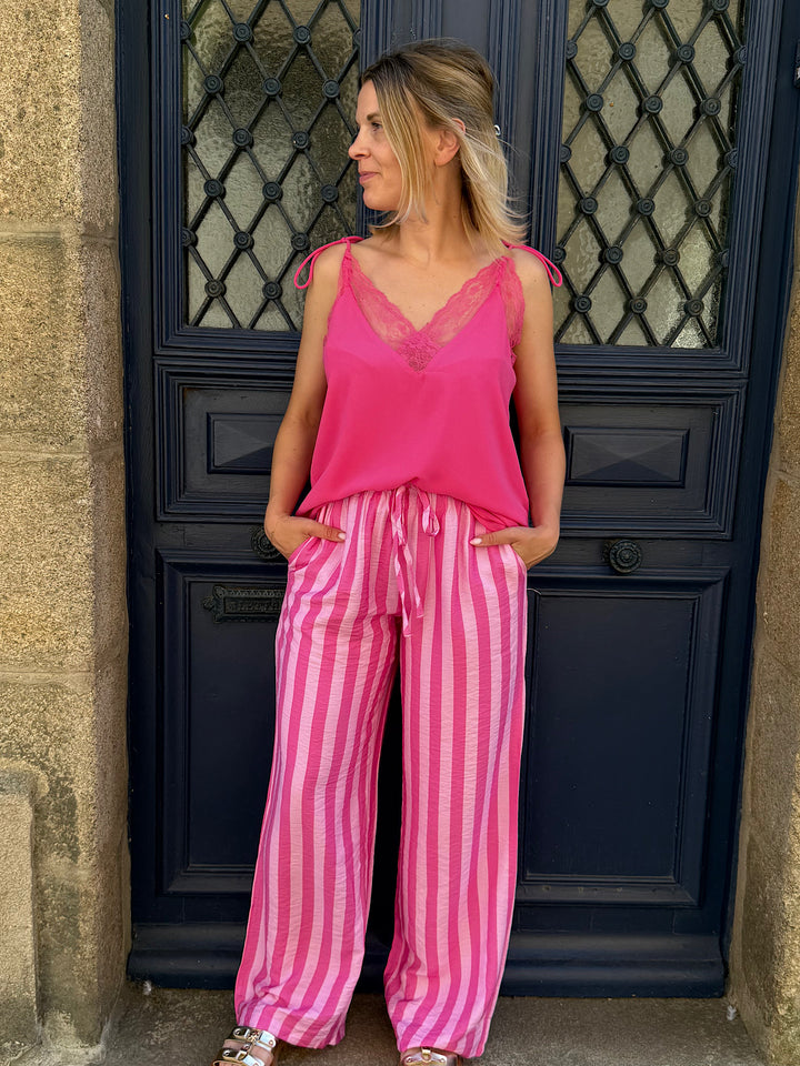 Top fuchsia dentelle Odile