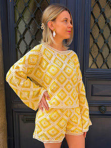 Top en crochet jaune Léonie