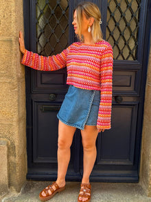 Top Crochet Ajouré Multicolore Camélia – Bohème Chic