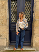Charger l'image dans la galerie, Veste en Jean Rayée Evan – Col Chemise Coupe Droite |
