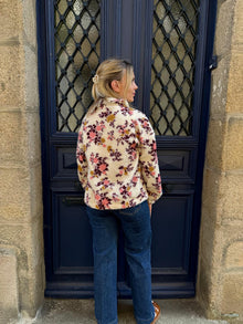 Veste Polaire Beige Marceau – Col Montant Motif Fleuri |