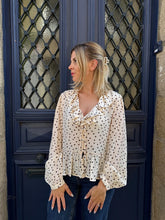 Charger l'image dans la galerie, Blouse à Pois Emeline – Décolleté V Manches Bouffantes Style Romantique |
