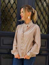 Charger l'image dans la galerie, Blouse rayure taupe &amp; blanc Adele
