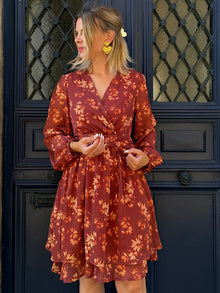 Robe courte floral rouille