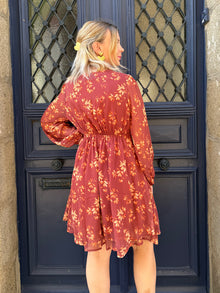 Robe courte floral rouille