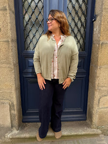 Gilet en maille kaki curvy Olivia