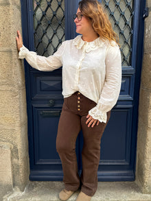 Blouse écrue col Claudine curvy Marie
