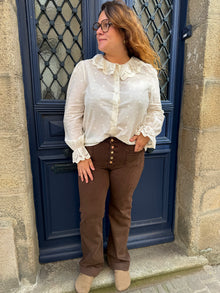 Blouse écrue col Claudine curvy Marie