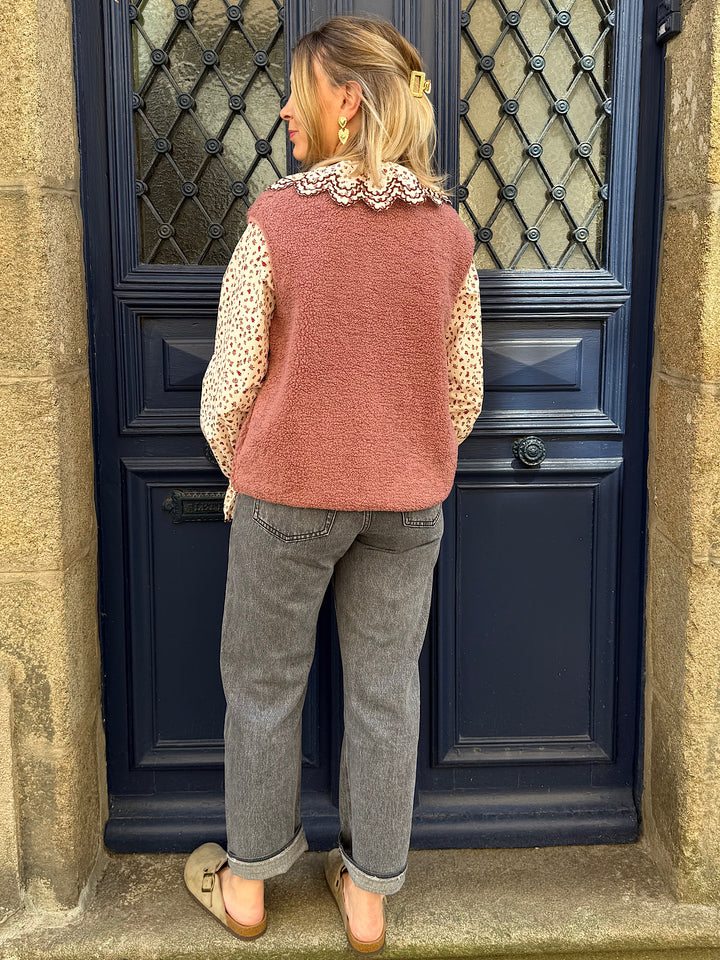 Veste sans manches vieux rose Azia