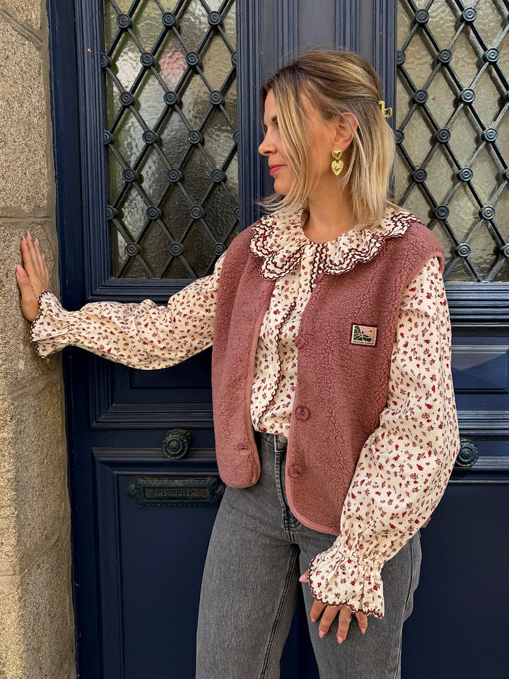 Veste sans manches vieux rose Azia