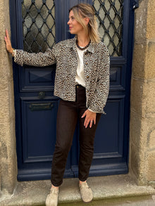Veste denim léopard