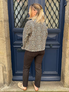 Veste denim léopard