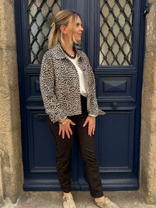 Veste denim léopard