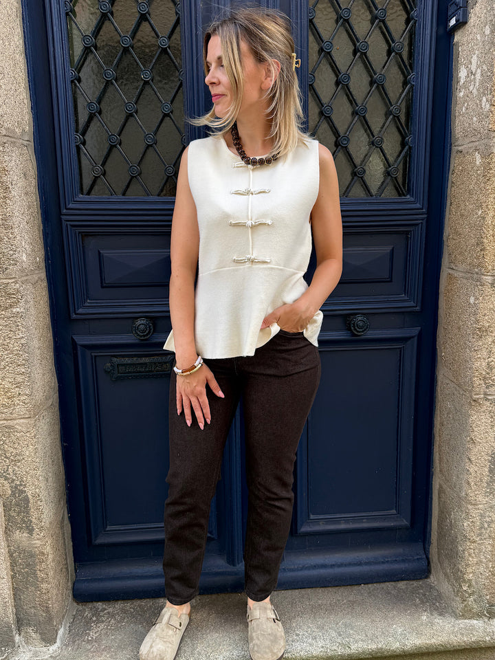 Top en maille ecru Lio