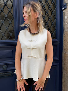 Top en maille ecru Lio