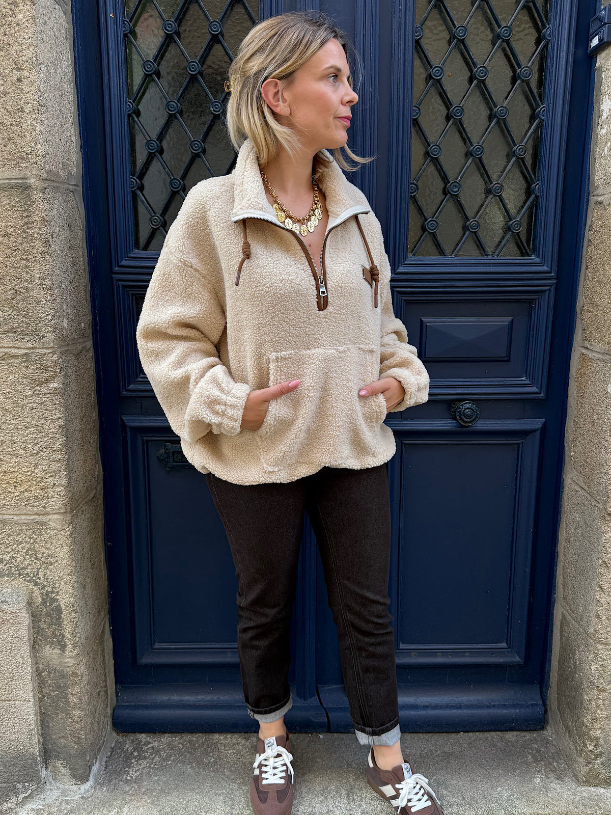Sweat polaire beige Harry