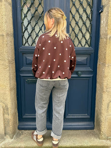 Sweat zippé chocolat à pois Rosalia