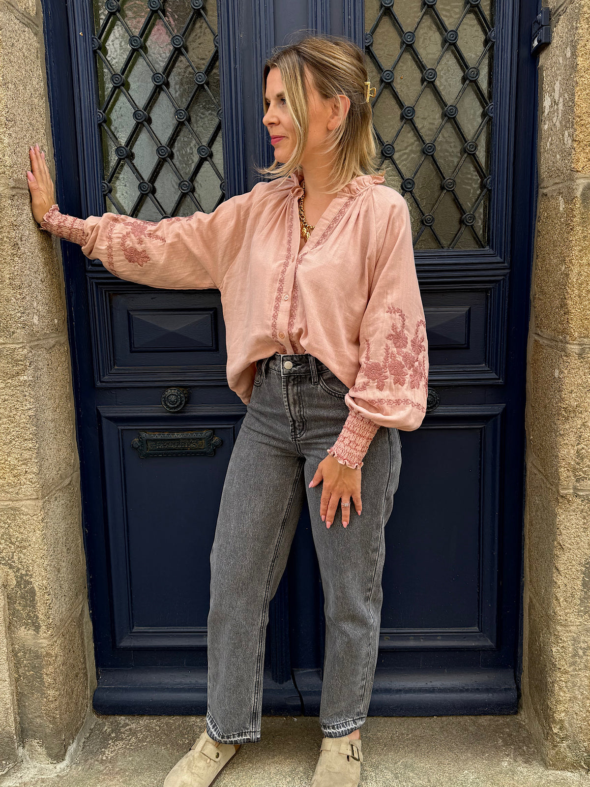 Blouse rose poudré Maileen