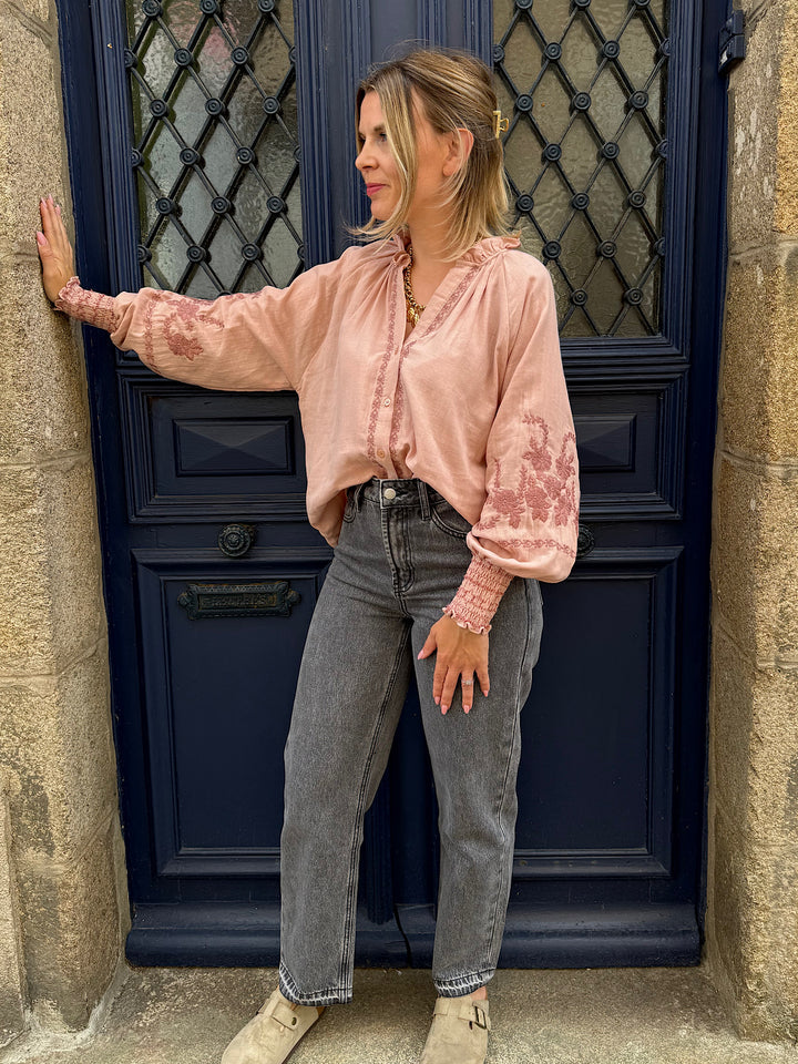 Blouse rose poudré Maileen