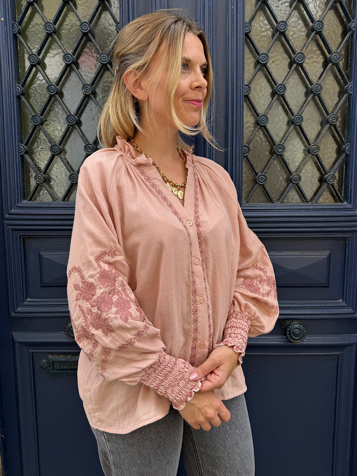 Blouse rose poudré Maileen