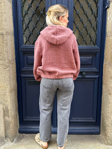 Sweat à capuche polaire vieux rose Marine
