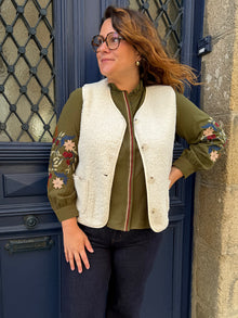 Blouse Kaki Steren – Broderie Florale Bohème Curvy