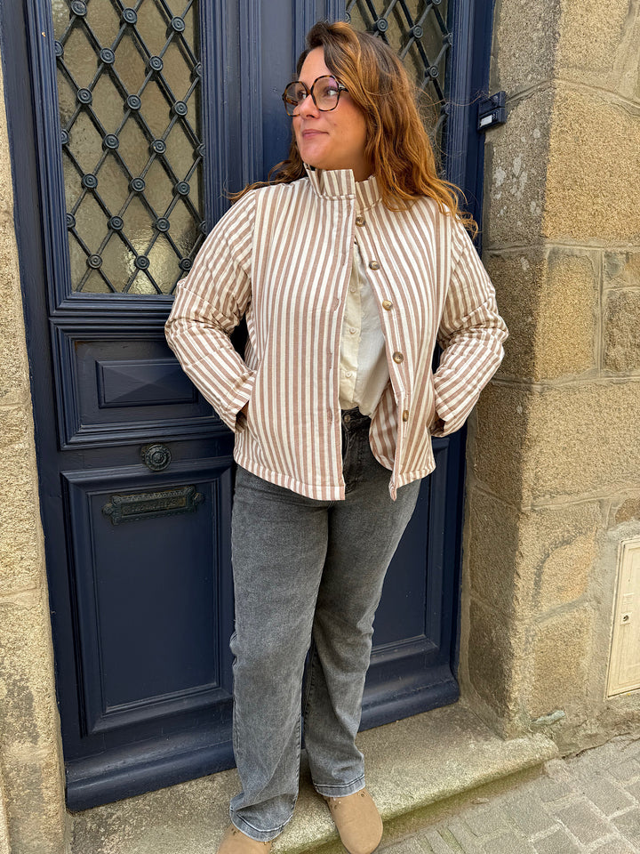 Veste rayée beige curvy Dany