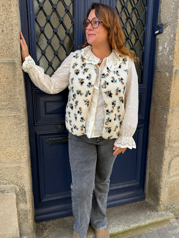 Veste sans manches fleurie curvy Wendy