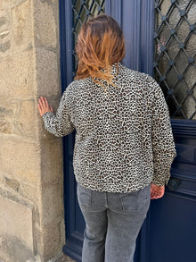 Veste denim léopard