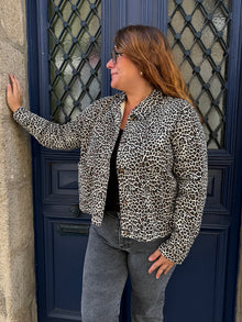 Veste denim léopard