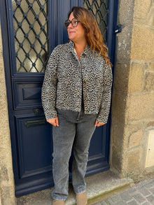 Veste denim léopard