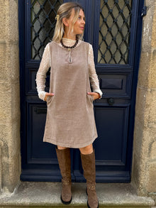 Robe Sans Manches Estelle – Denim Beige Bohème Chic