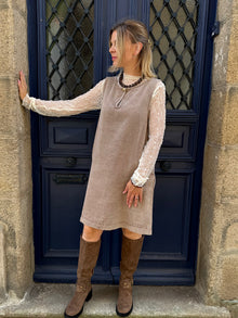 Robe Sans Manches Estelle – Denim Beige Bohème Chic