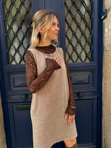 Robe Sans Manches Estelle – Denim Beige Bohème Chic