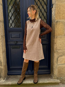 Robe Sans Manches Estelle – Denim Beige Bohème Chic