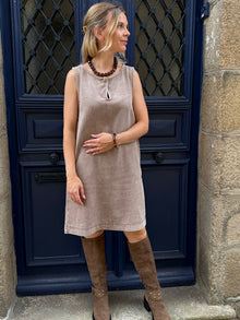 Robe Sans Manches Estelle – Denim Beige Bohème Chic