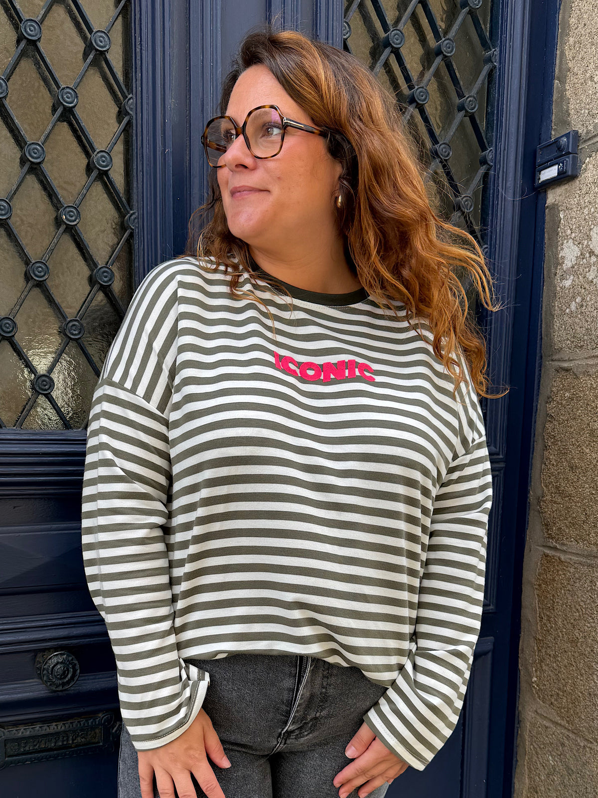 Tshirt rayure iconic kaki curvy