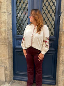 Blouse Ecrue Steren – Broderie Florale Bohème Chic
