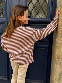 T-shirt à rayures chocolat ado