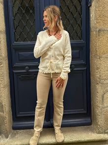 Gilet ajouré écru