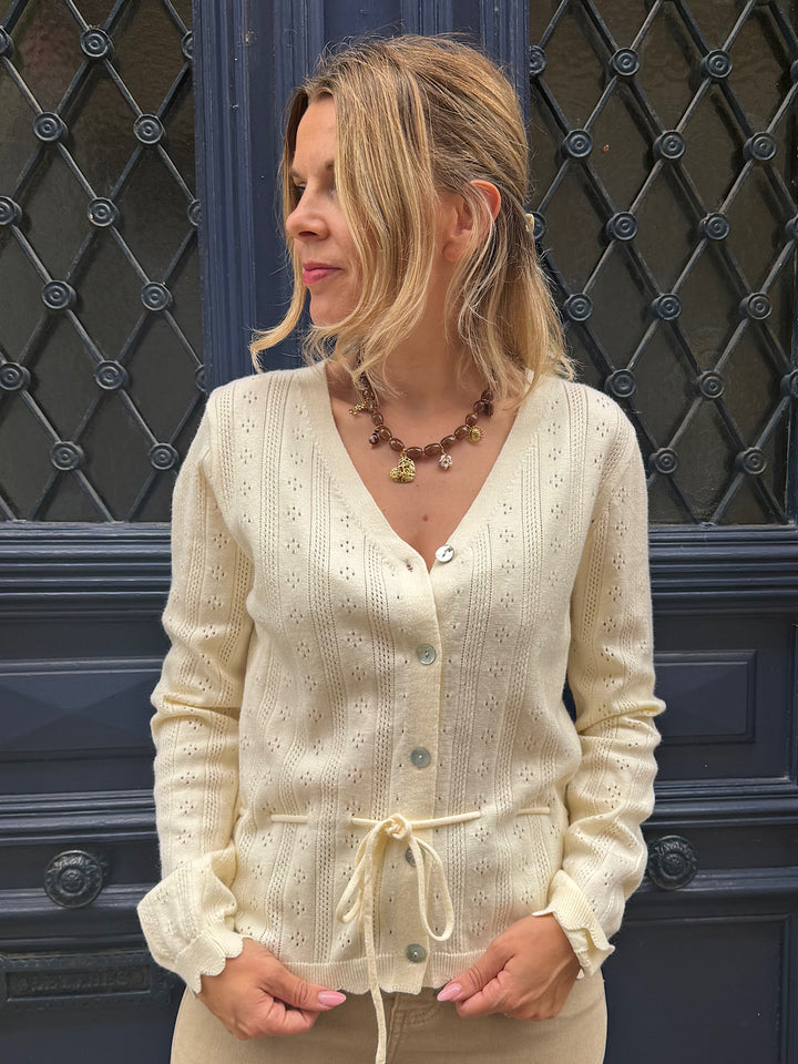 Gilet ajouré écru