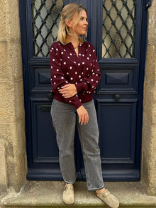 Gilet prune à pois Zénia
