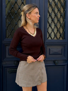 Jupe-Short Portefeuille Mad – Pied-de-Poule Bohème Chic