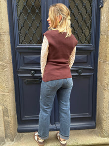 Top Cache Cœur Léonie – Maille Chocolat Bohème Chic