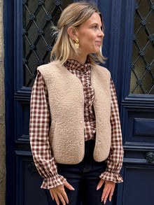 Gilet beige bouclette Billie